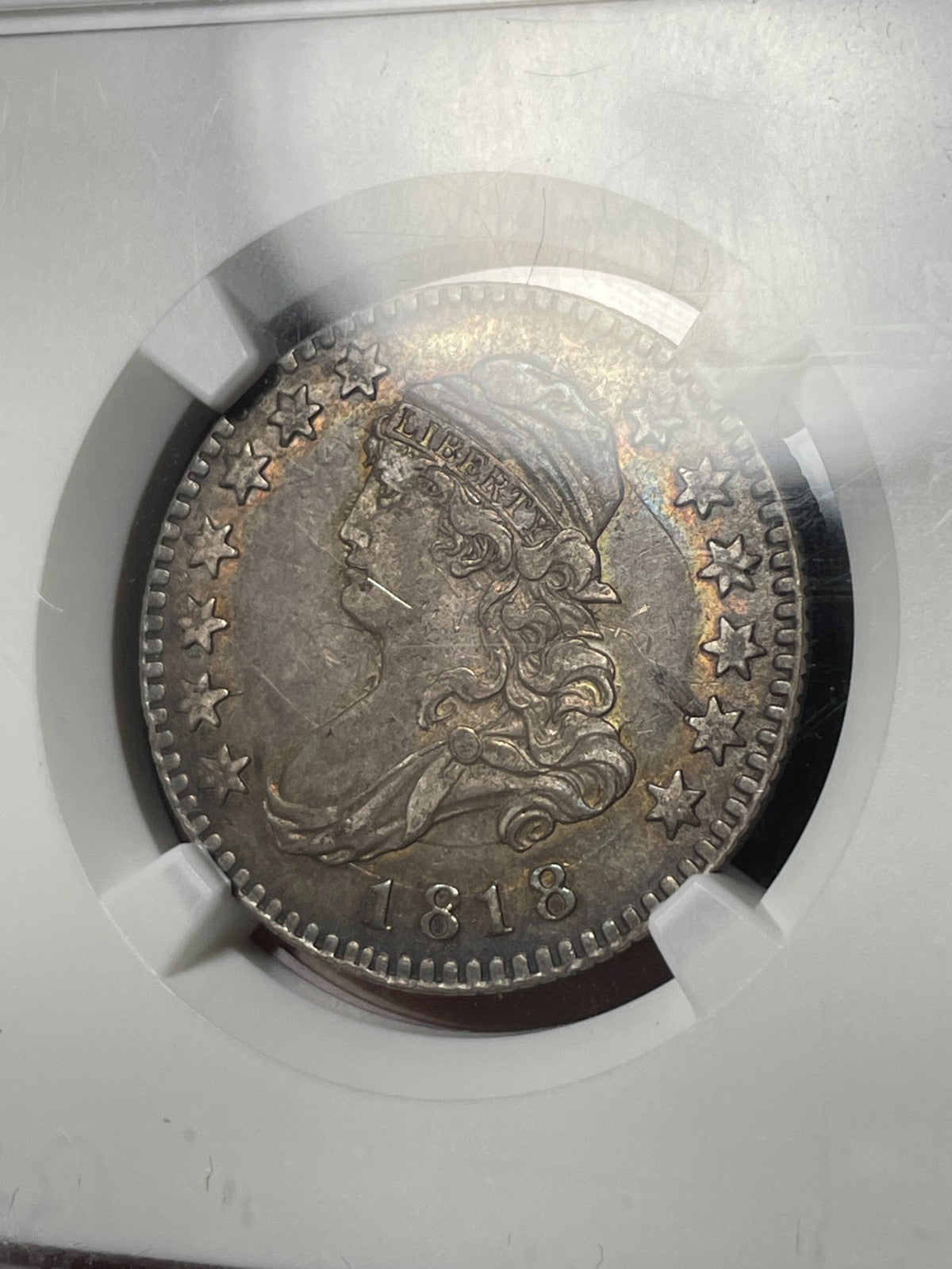 1818 NGC XF45 Capped Bust Quarter Toned Original Nice