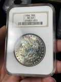 1886 NGC MS63 Morgan Silver Dollar End Of Roll Toning Old Fatty Holder