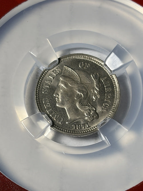 1871 NGC MS66 Three Cent Nickel High Grade