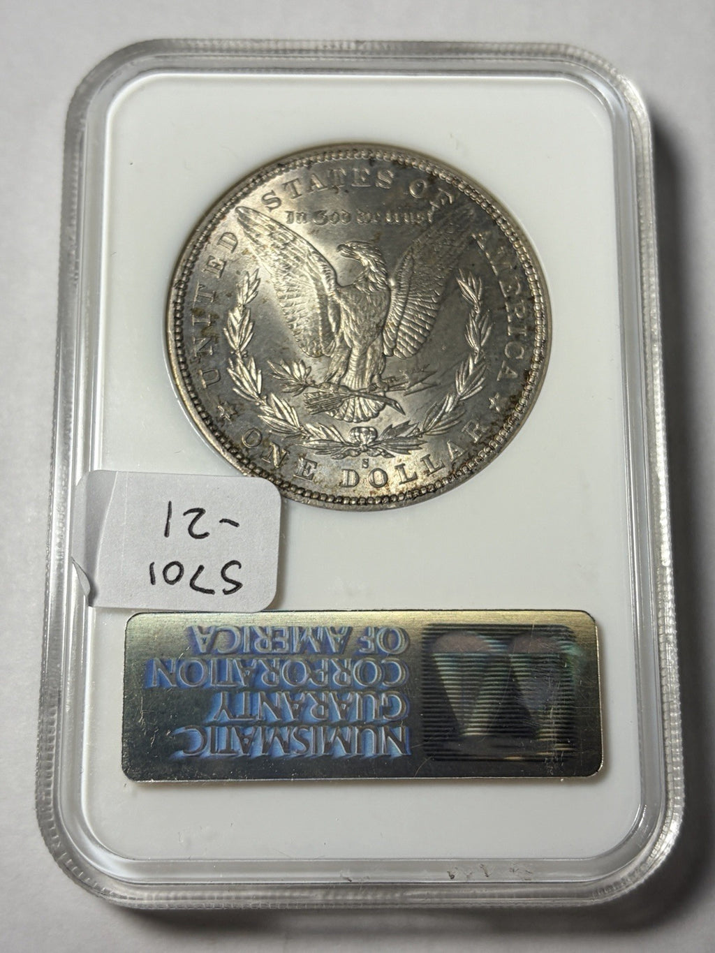 1890-S NGC MS65 Morgan Dollar Old Fatty Holder