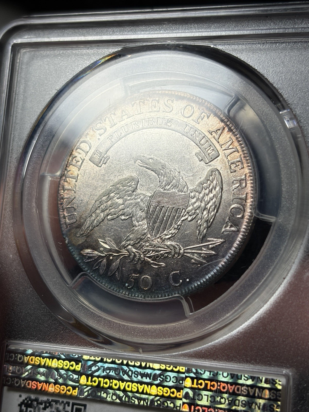1807 PCGS AU53 Capped Bust Half Dollar Large Stars 50/20 Toned