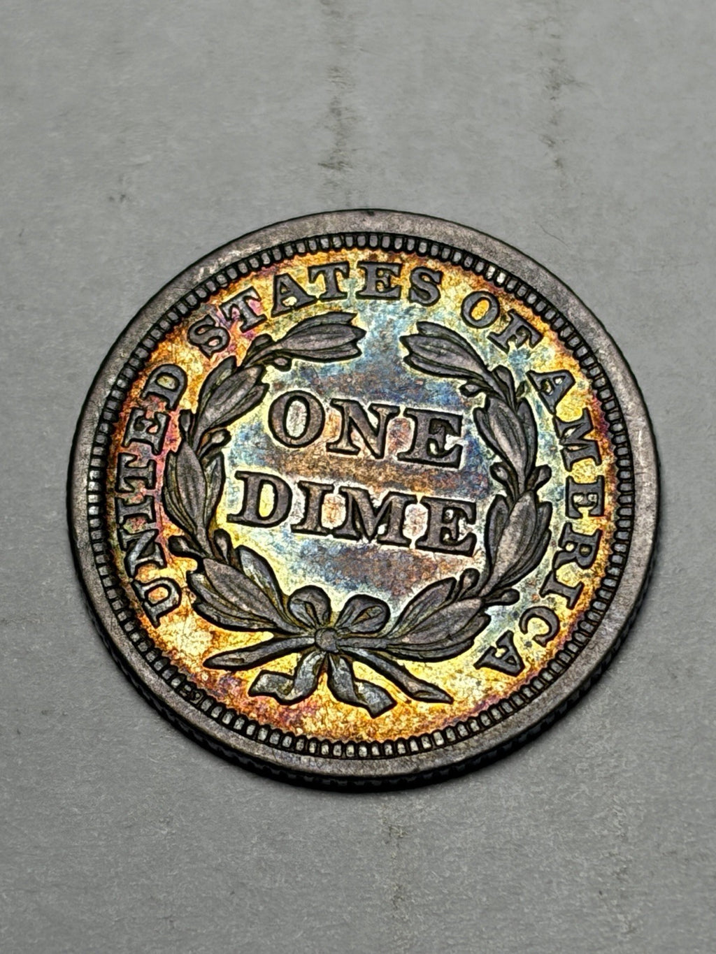 1853 With Arrows Seated Liberty Dime Toned