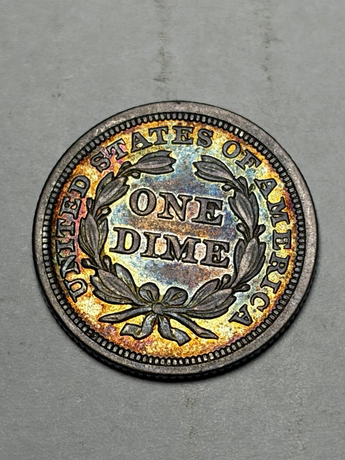 1853 With Arrows Seated Liberty Dime Toned