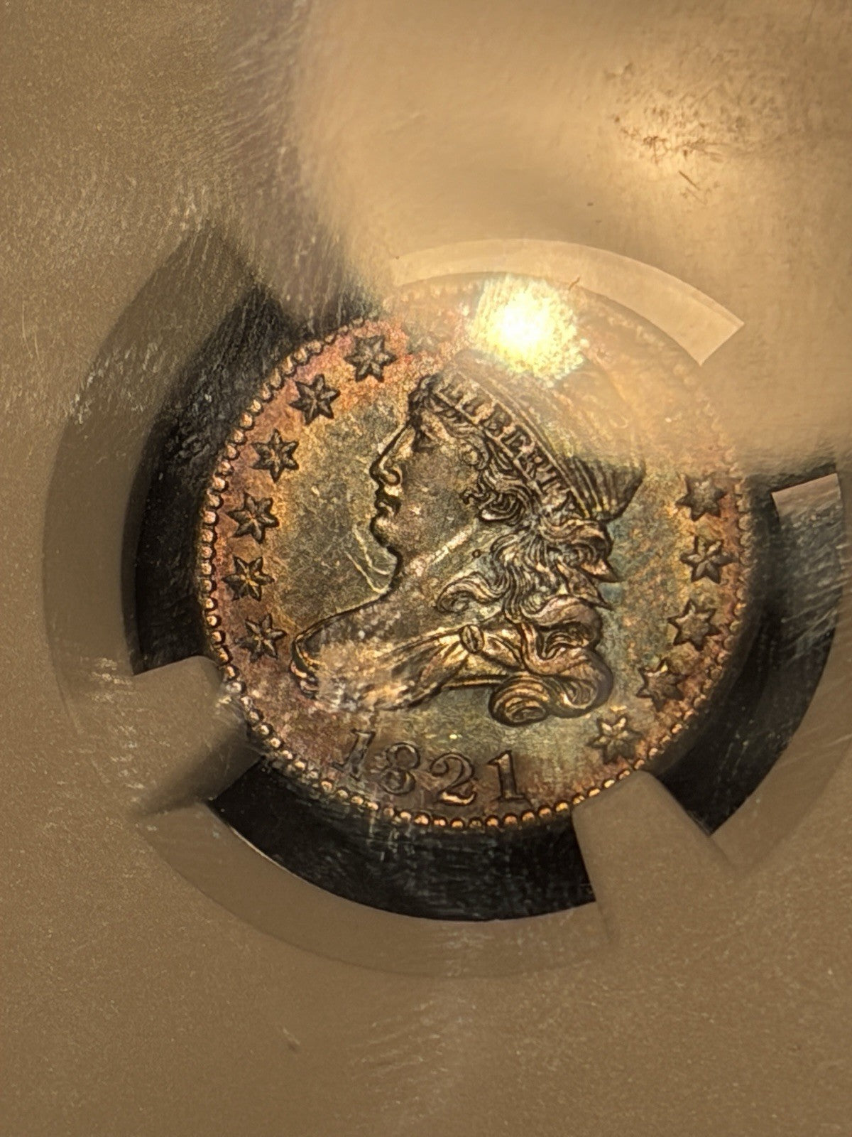 1821 NGC MS64 Large Date Capped Bust Dime JR-7