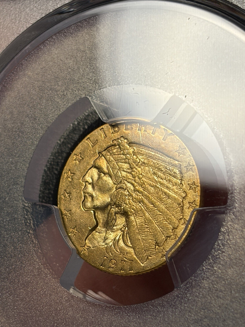 1911 PCGS MS64 Gold Indian $2.5 Quarter Eagle Toned Tougher Date