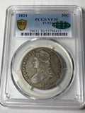 1824 PCGS VF30 CAC Capped Bust Half Dollar O-111