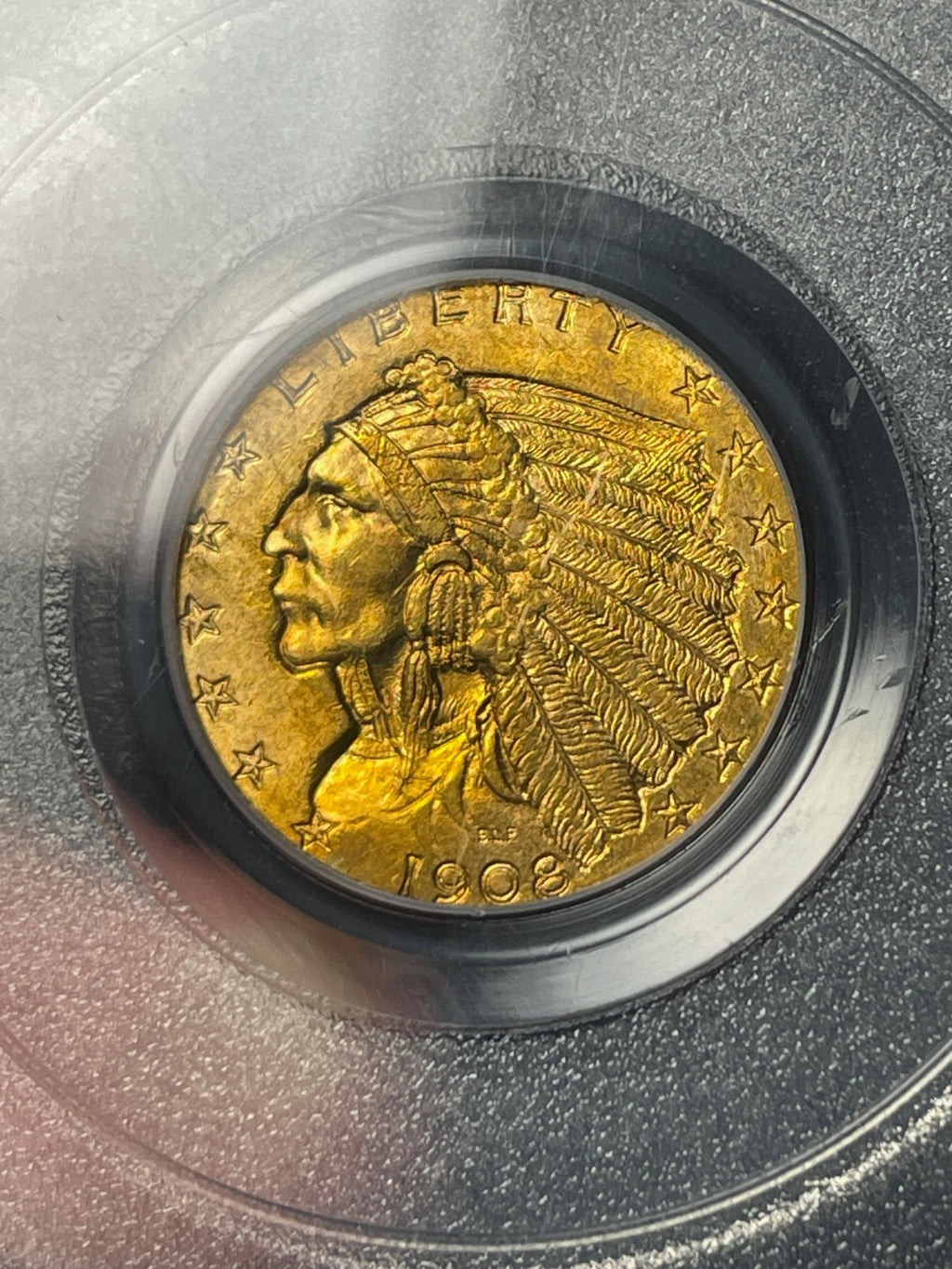 1908 PCGS MS64 CAC $2.5 Gold Indian Quarter Eagle Pre-33