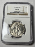 1936-D NGC MS64 Walking Liberty Half Dollar
