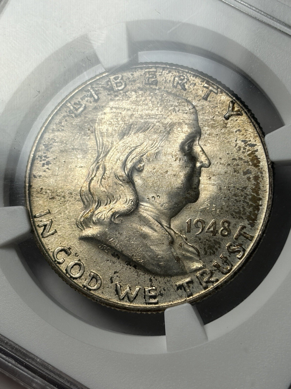 1948-D NGC MS65 FBL Franklin Half Dollar Toned