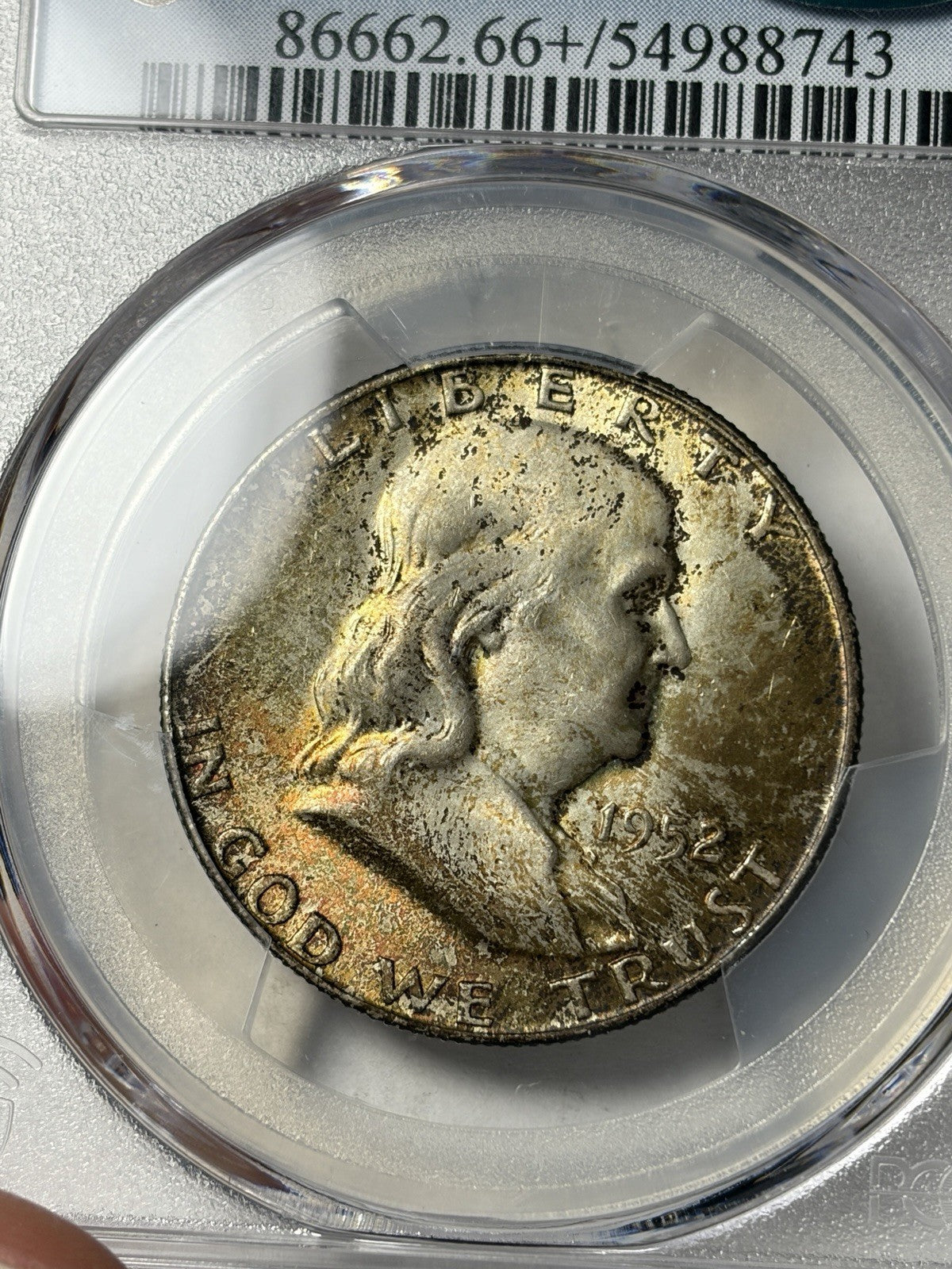 1952-D PCGS MS66+ FBL CAC Franklin Half Dollar Toned