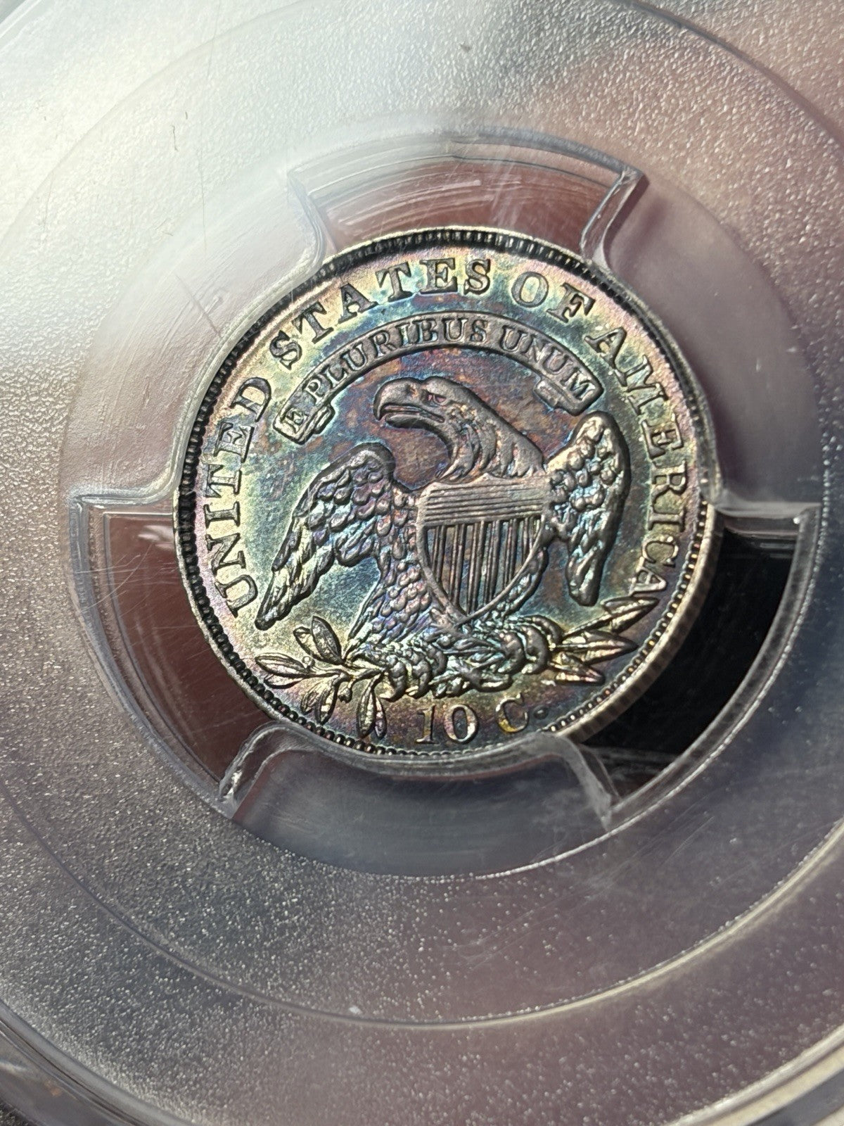 1834 PCGS MS61 Large 4 Capped Bust Silver Dime Toned