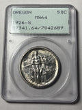 1926-S PCGS MS64 Oregon Commemorative Half Dollar Rattler