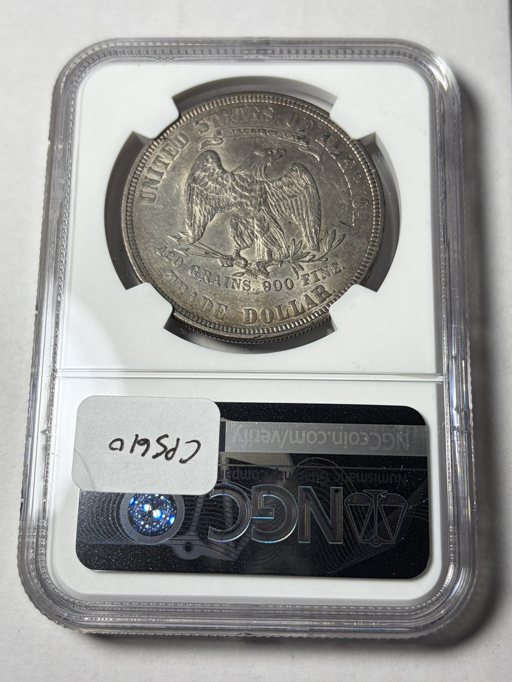 1877 NGC AU55 Trade Silver Dollar Toned