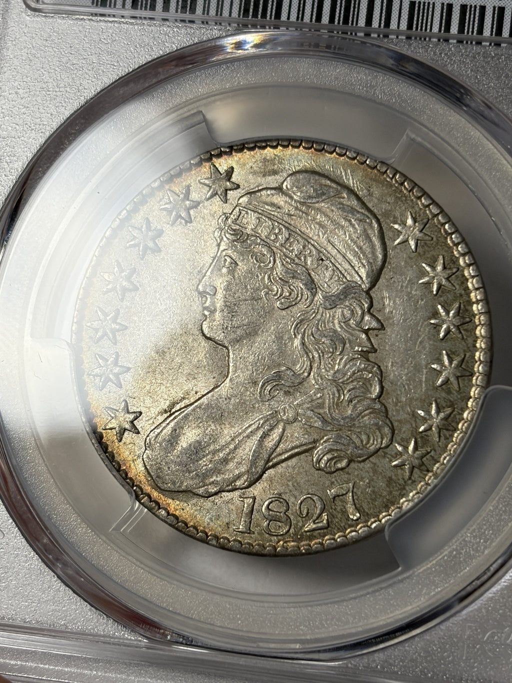 1827 PCGS AU58 Capped Bust Half Dollar O-136 Square Base 2