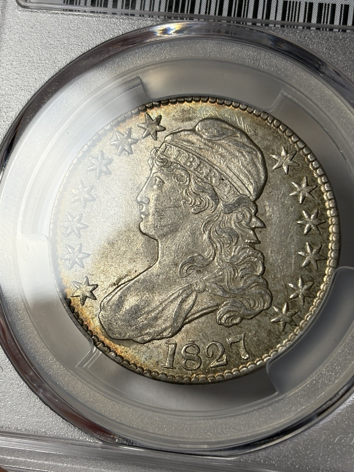 1827 PCGS AU58 Capped Bust Half Dollar O-136 Square Base 2