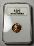 1942-D NGC MS66 RD Lincoln Wheat Cent Old Fatty Holder