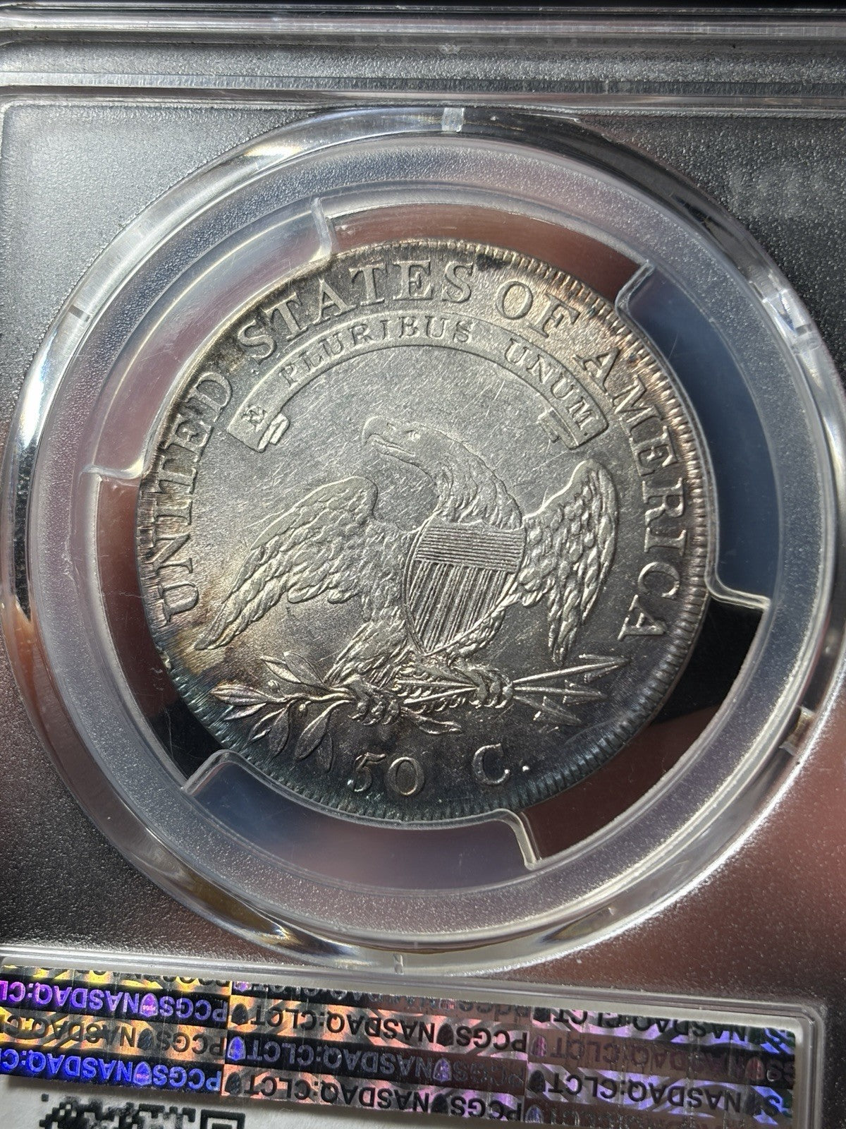 1807 PCGS AU53 Capped Bust Half Dollar Large Stars 50/20 Toned