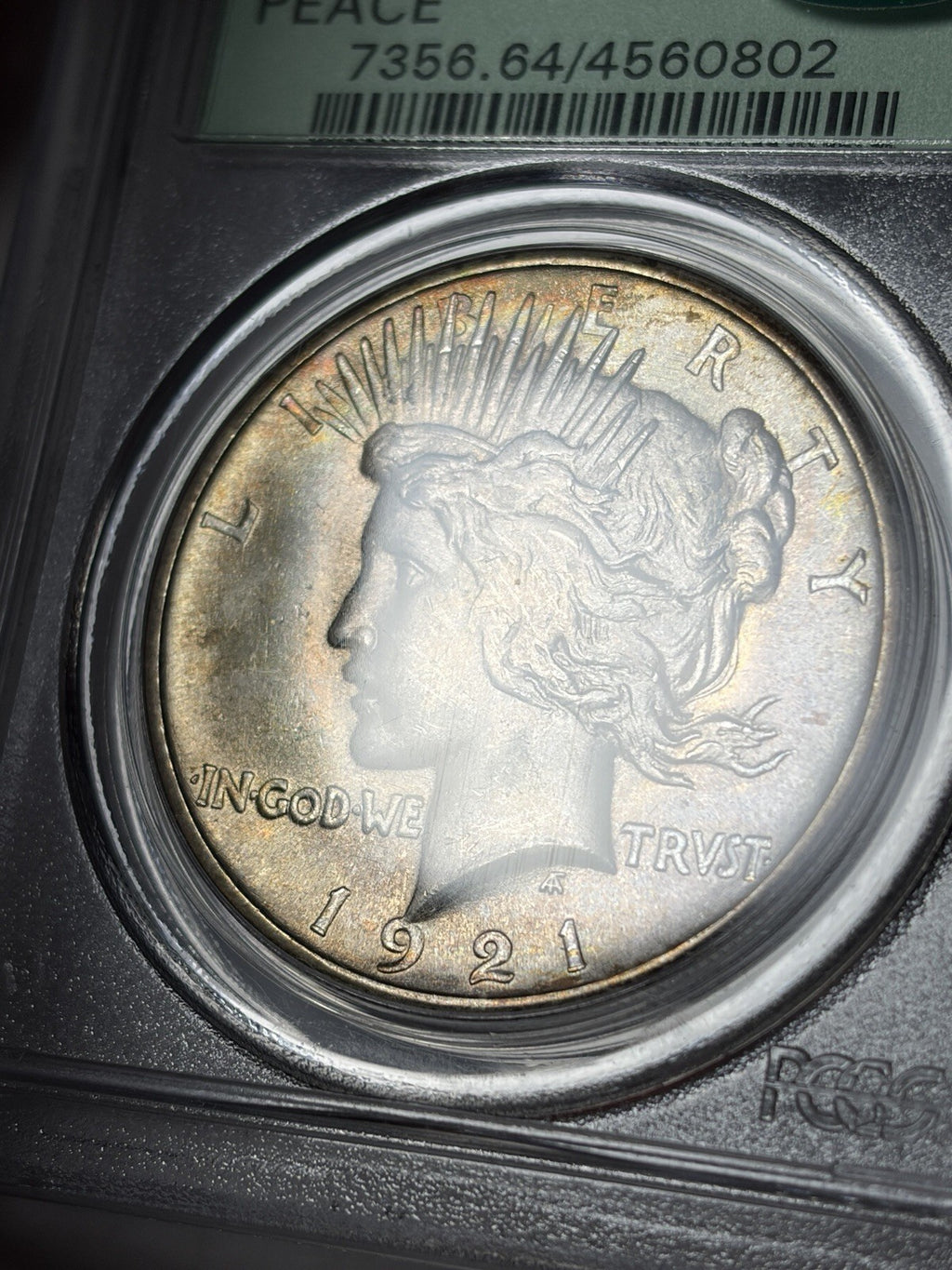 1921 PCGS MS64 CAC Peace Silver Dollar Old Green Holder Toned
