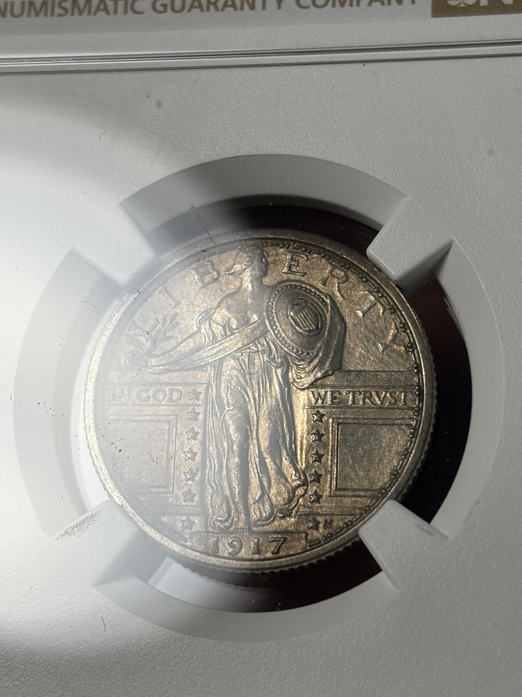 1917 Type 1 NGC Unc Details Standing Liberty Quarter Toned