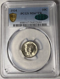 1934 PCGS MS67 FB CAC Mercury Dime