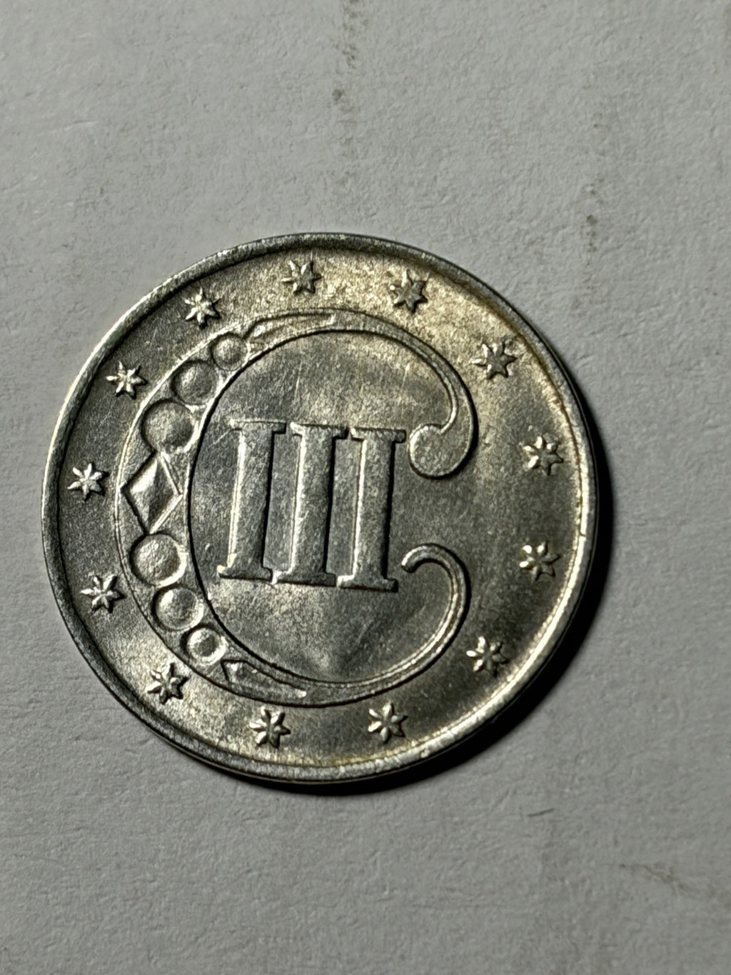 1852 Three Cent Silver Piece 3CS