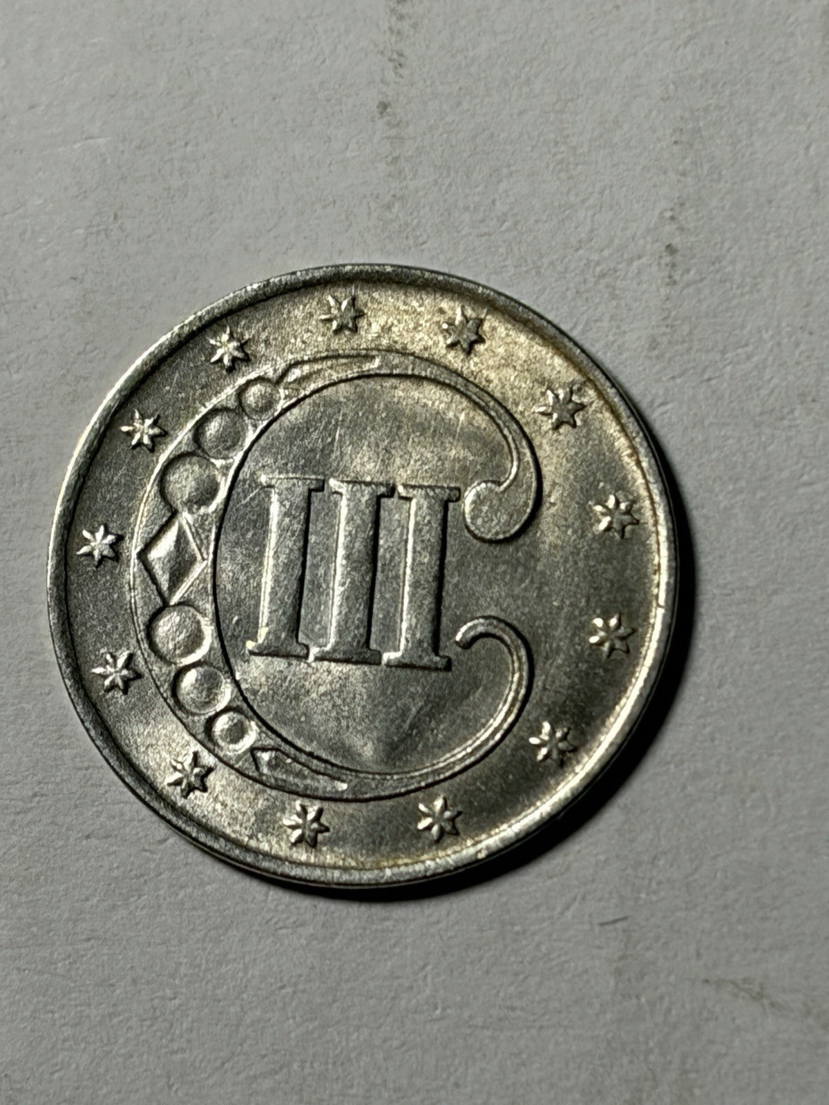 1852 Three Cent Silver Piece 3CS