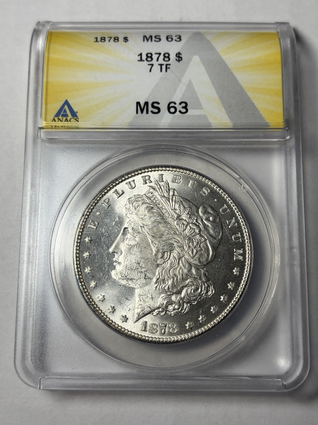 1878 7TF Reverse 1878 ANACS MS63 Morgan Silver Dollar