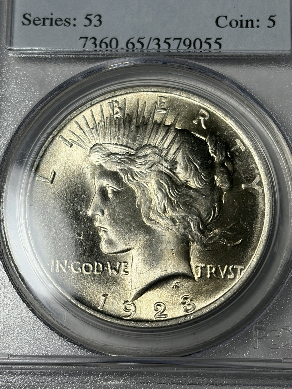 1923 PCGS MS65 Peace Silver Dollar Old Holder