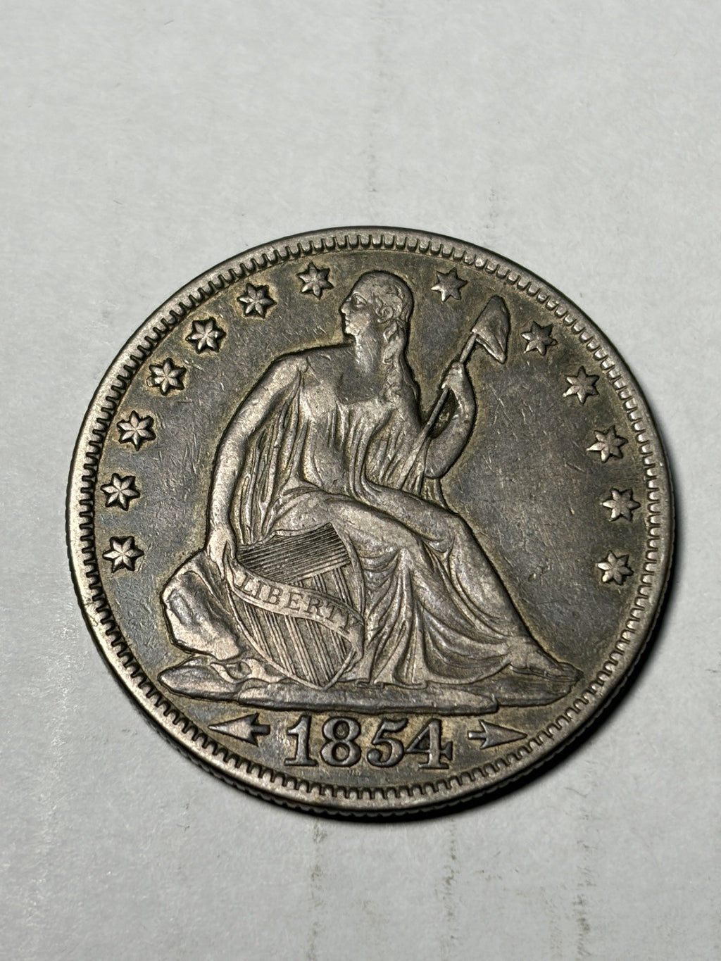 1854 With Arrows Seated Liberty Half Dollar