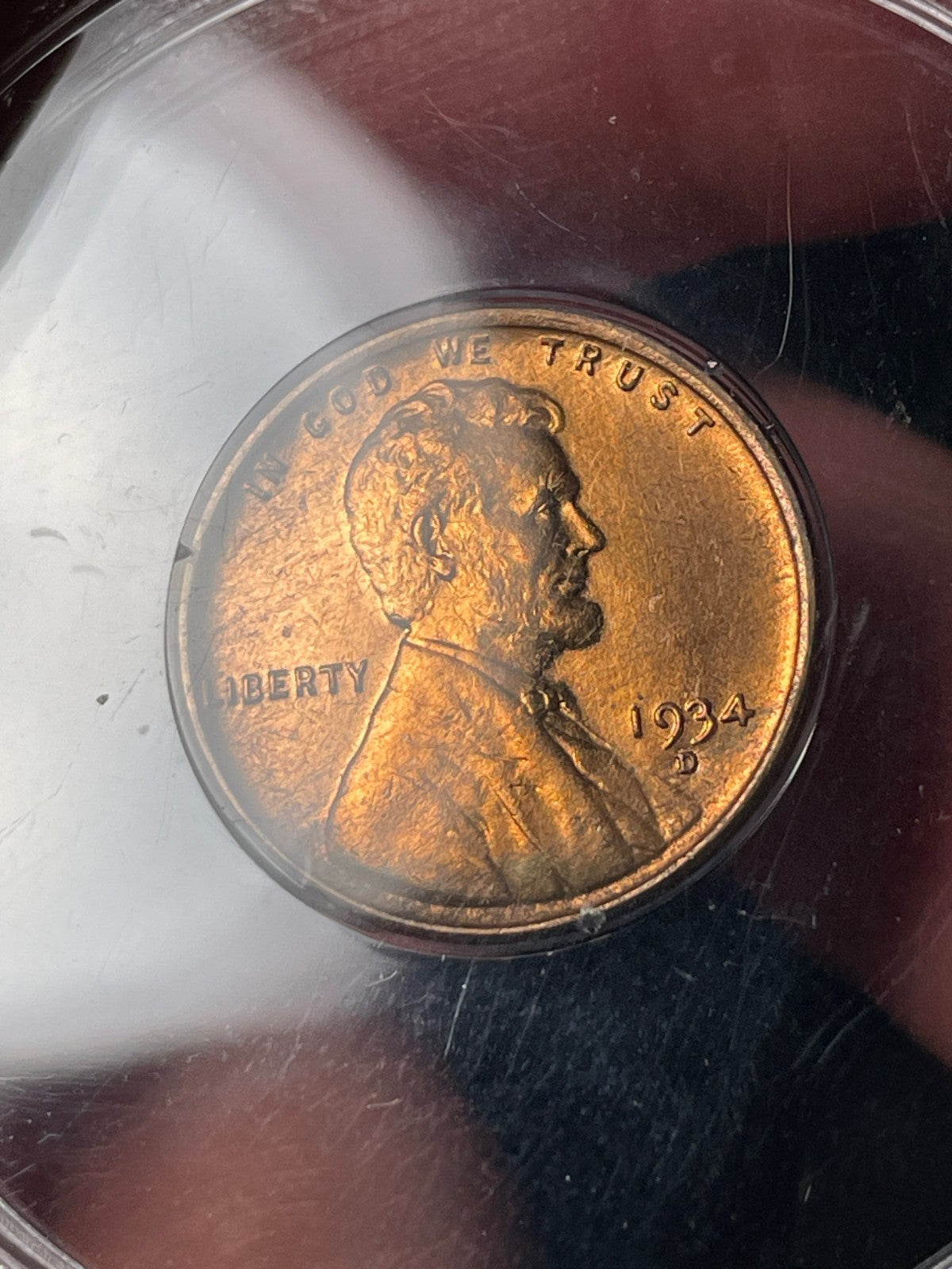 1934-D PCGS MS65 RD Lincoln Wheat Cent Old Rattler Holder