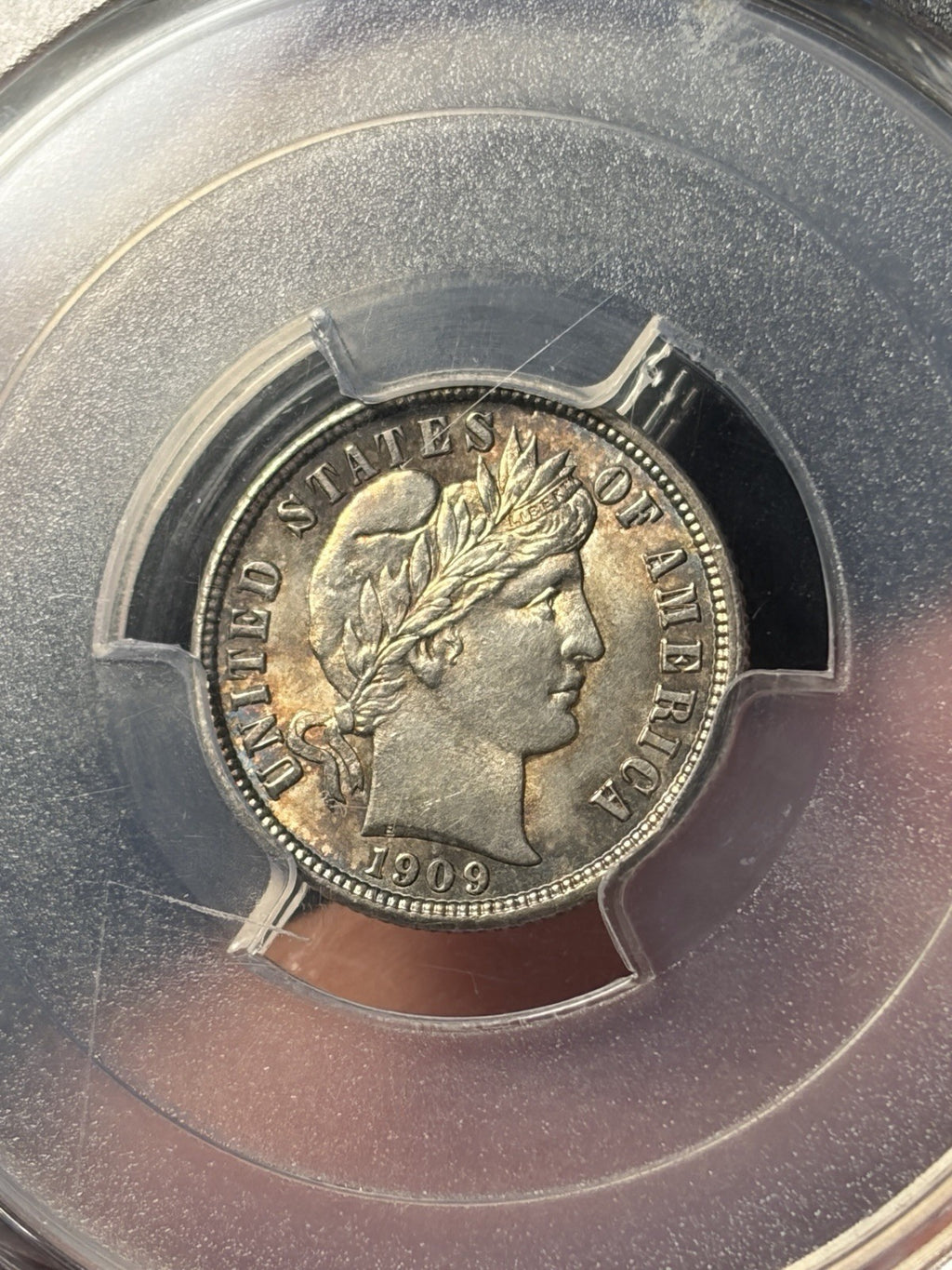 1909-D PCGS MS62 CAC Barber Dime Toned