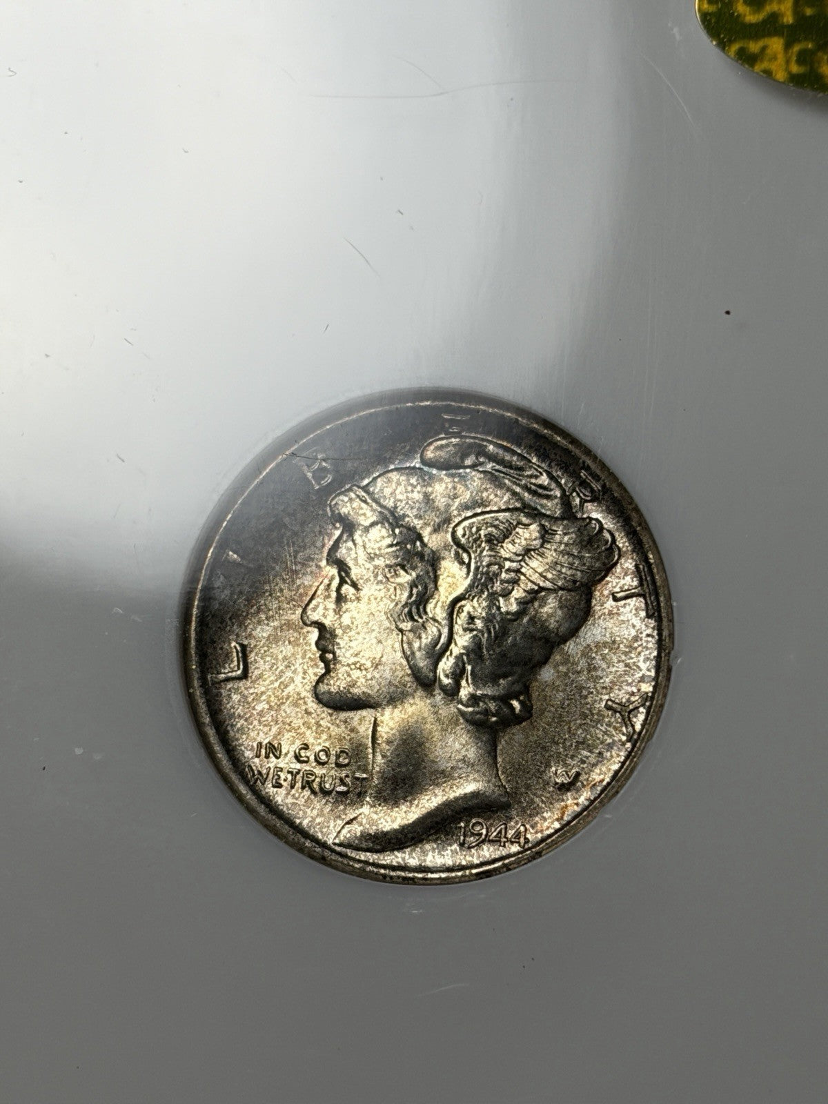 1944-S NGC MS65 GOLD CAC Mercury Dime Toned White Label Fatty 2.0!