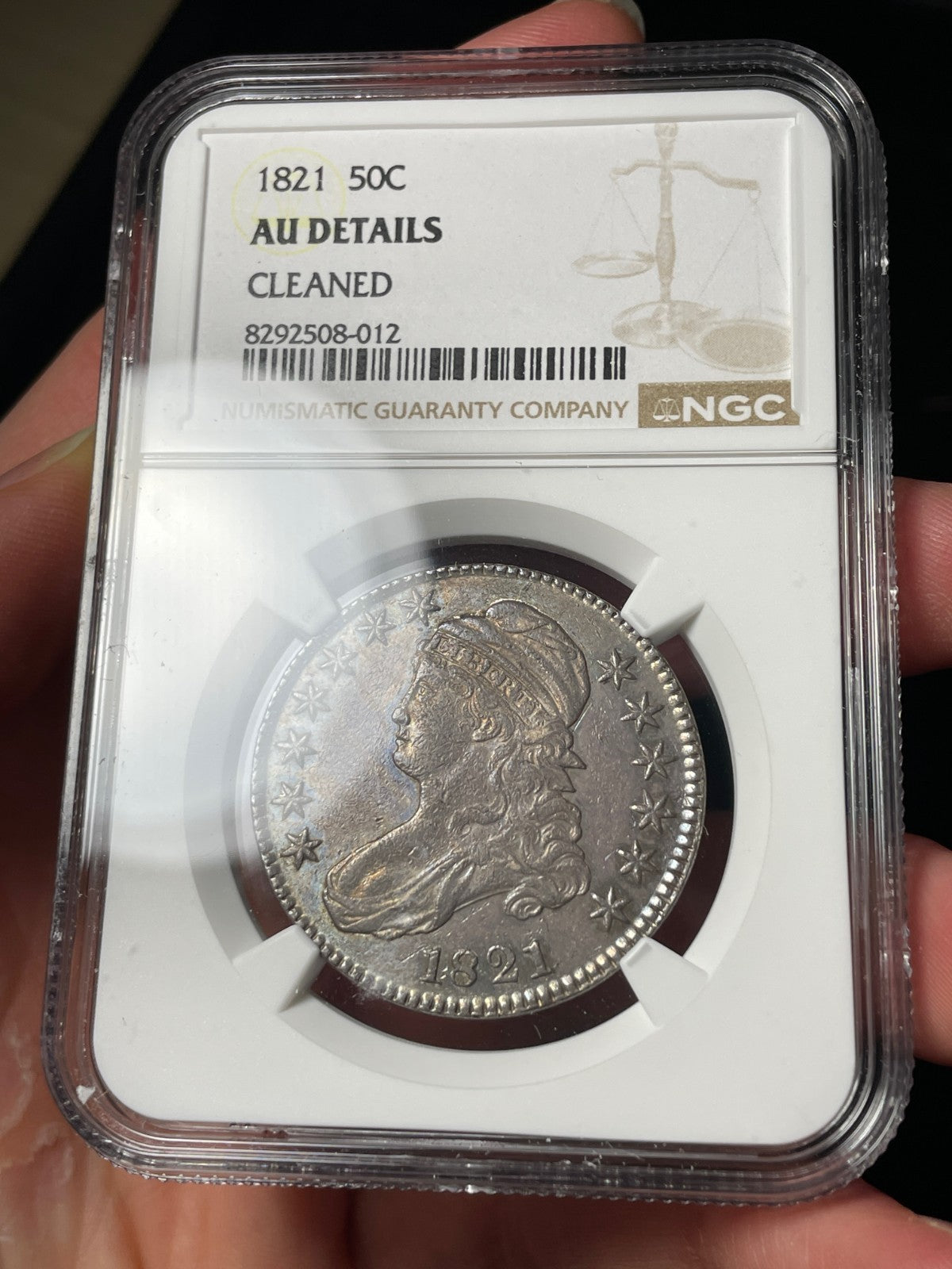 1821 NGC AU Details Capped Bust Half Dollar Toned