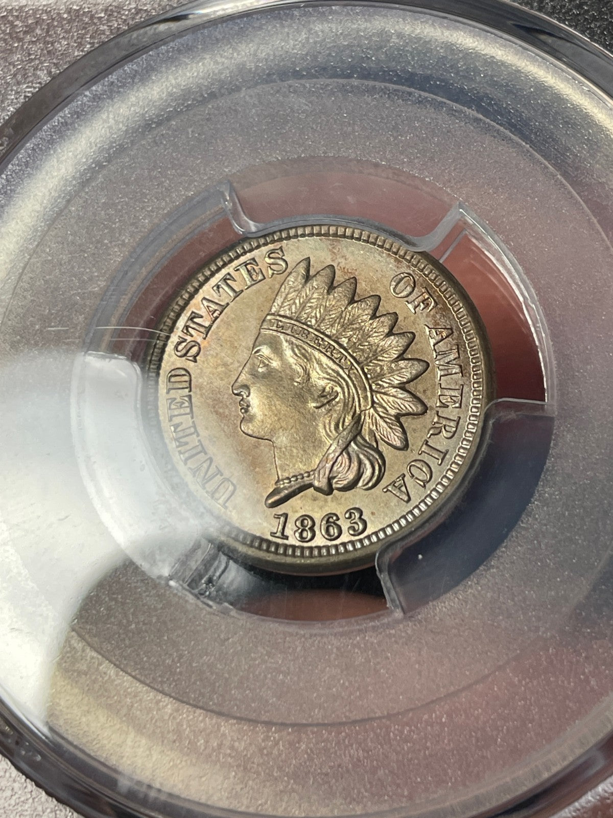 1863 PCGS MS63 Copper Nickel Indian Head Cent Toned