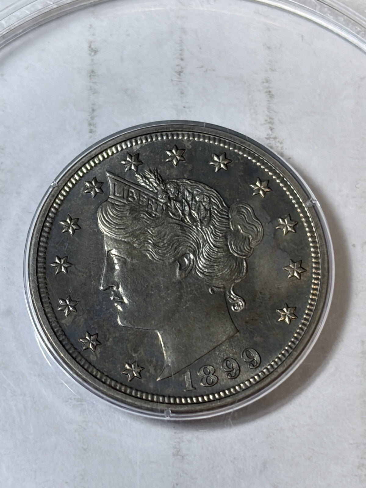1899 PCGS PR65 CAC Liberty V Nickel Rattler Toned