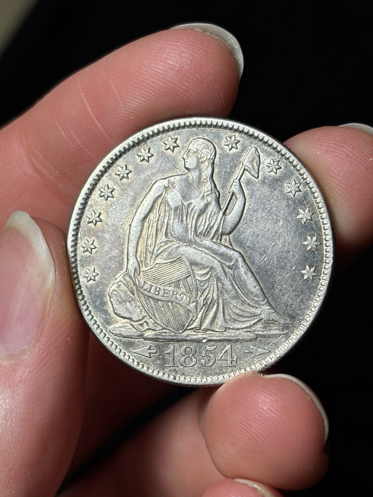 1854-O With Arrows Seated Liberty Half Dollar
