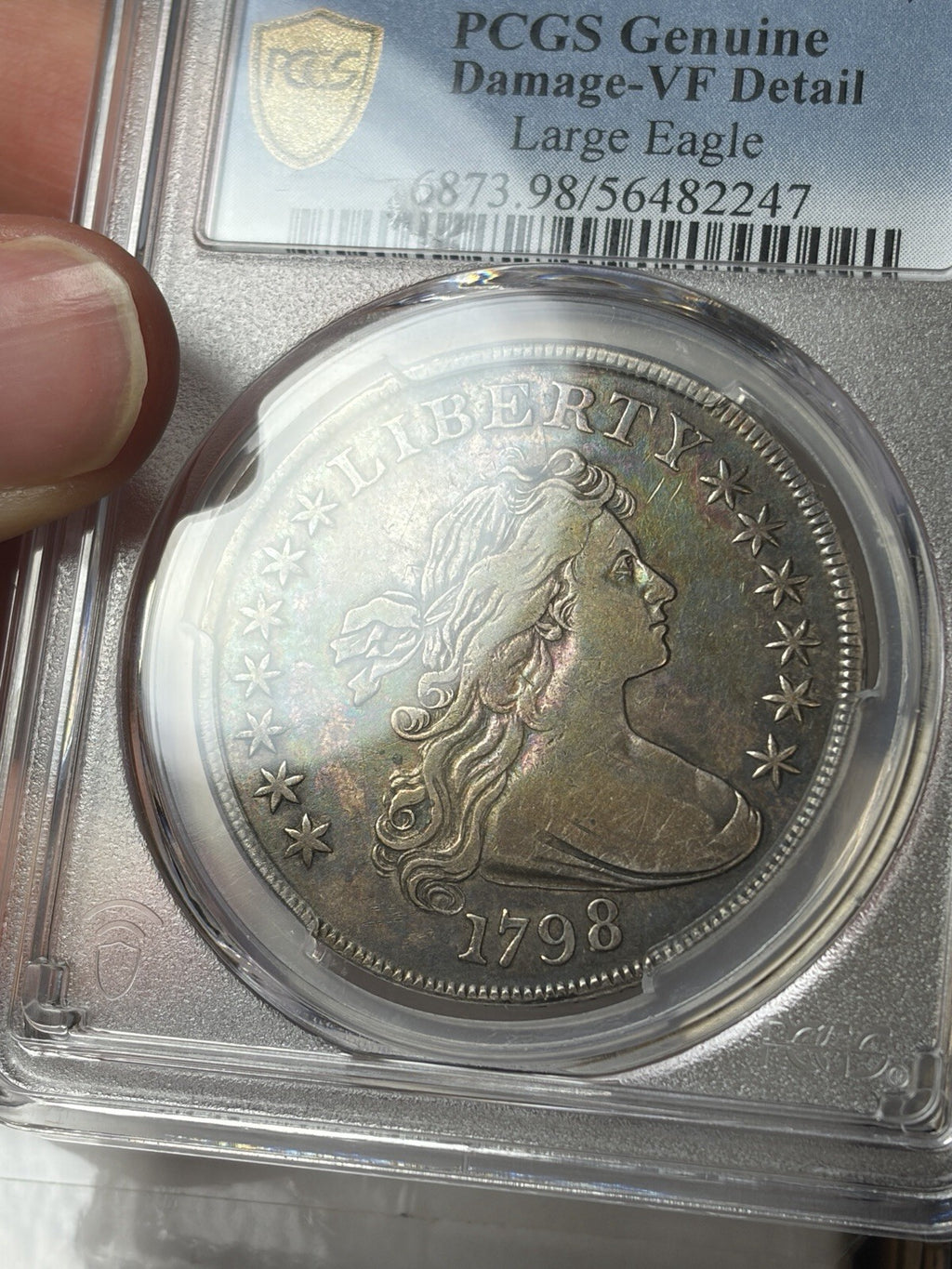 1798 PCGS VF Details Draped Bust Silver Dollar Toned