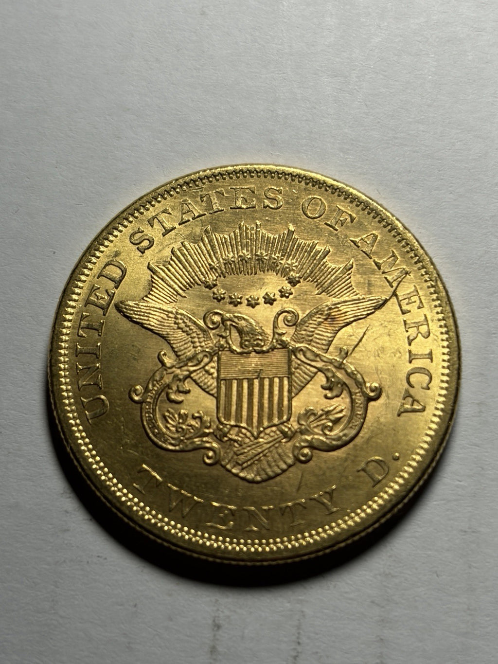1861 Gold Double Eagle High Grade Details