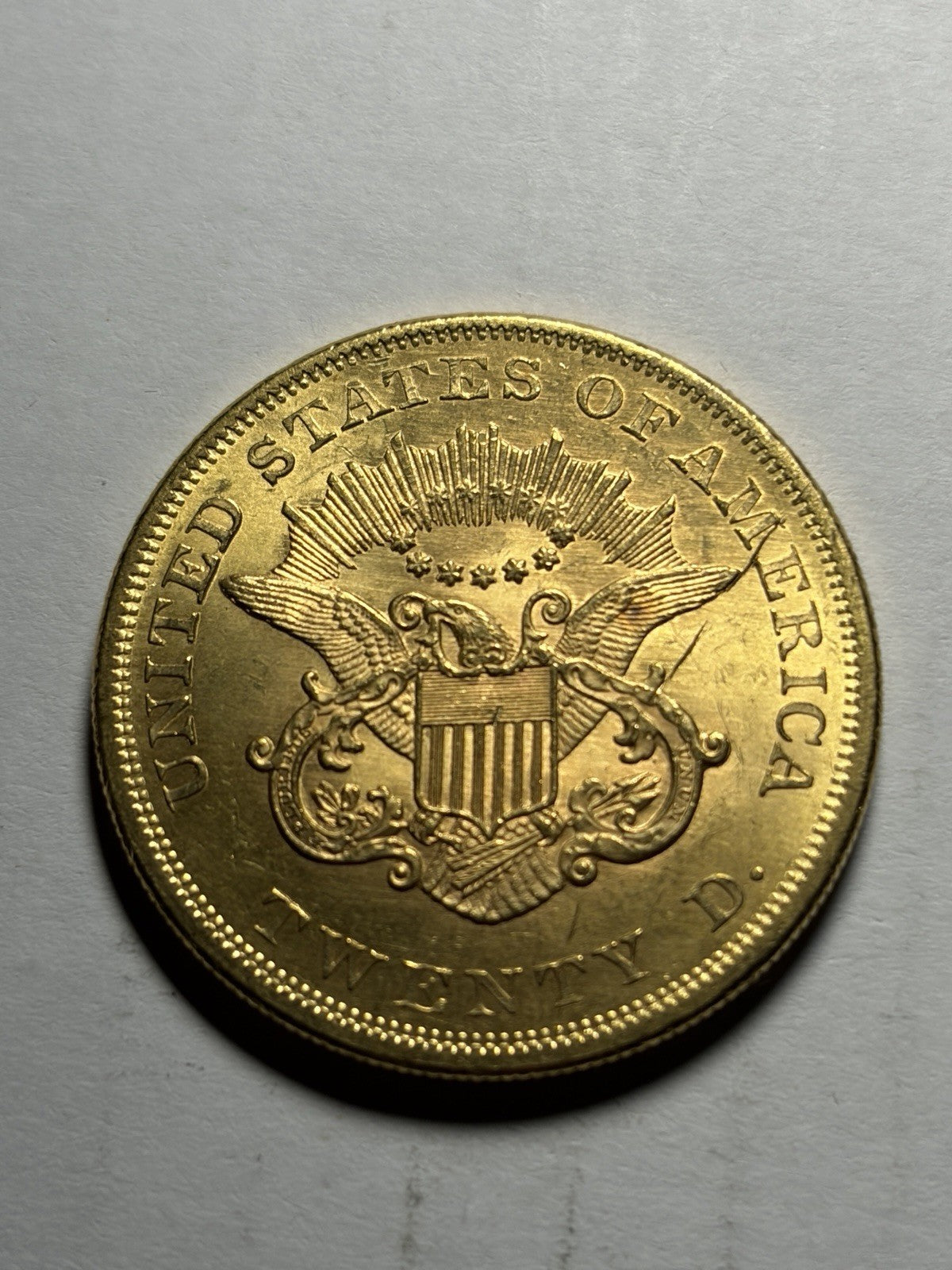 1861 Gold Double Eagle High Grade Details