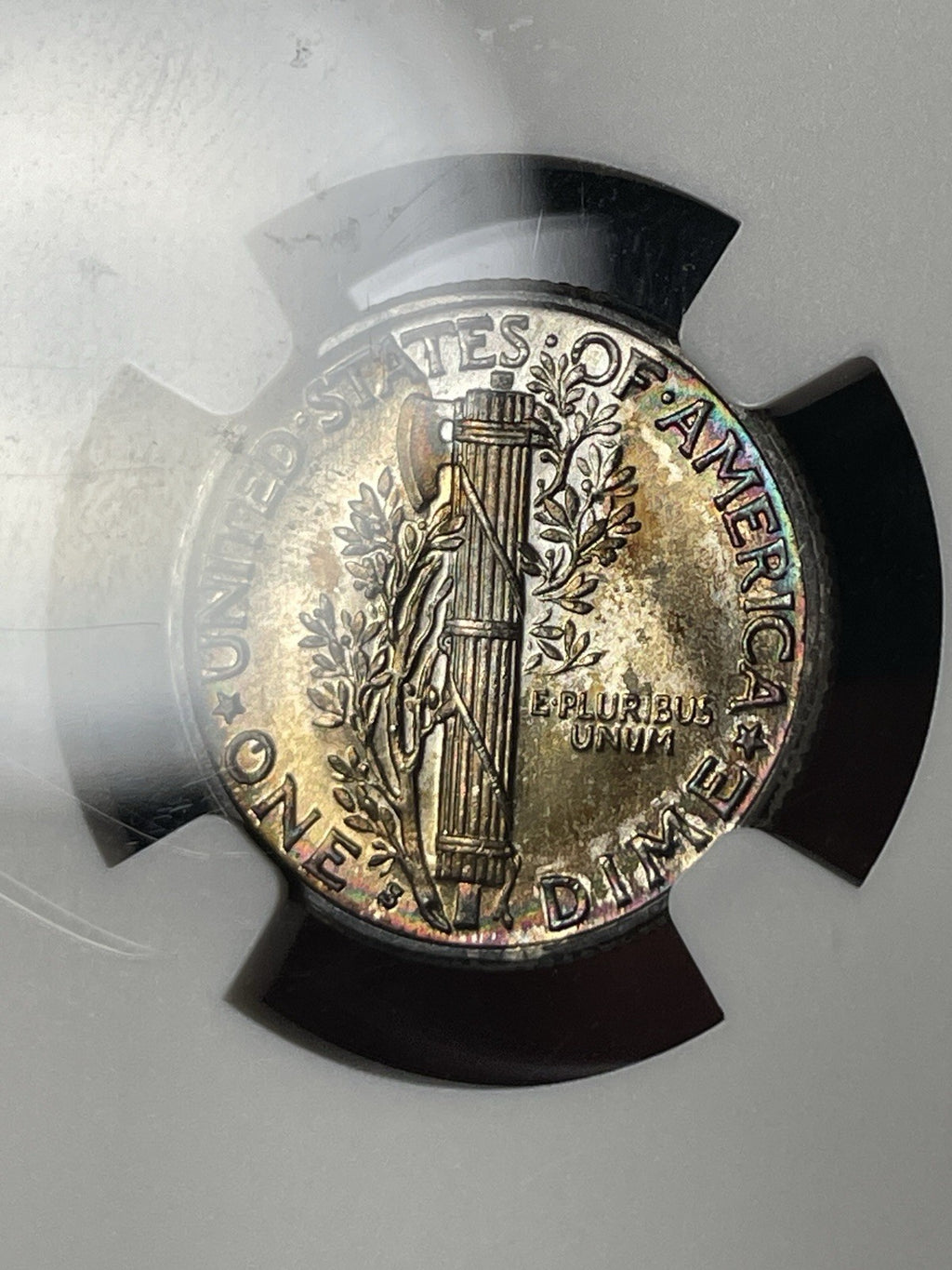 1936-S NGC MS67 FB Mercury Dime Toned