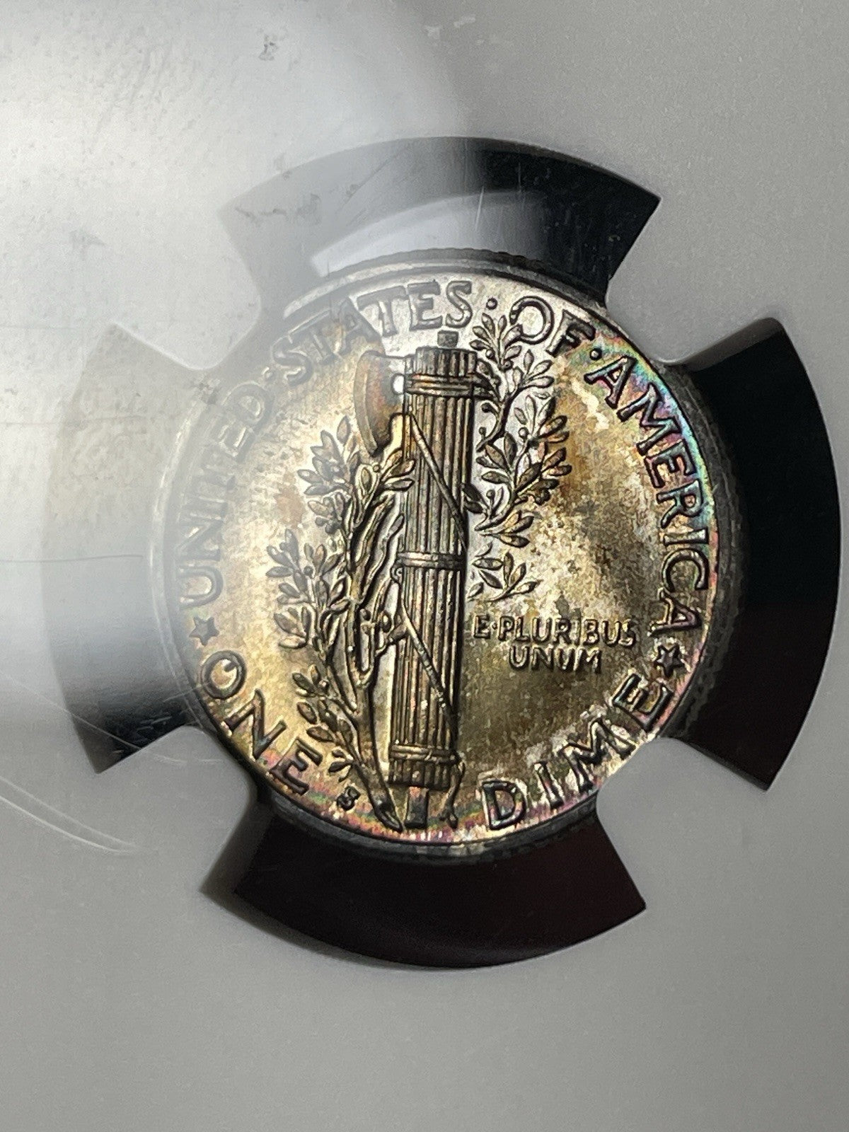 1936-S NGC MS67 FB Mercury Dime Toned