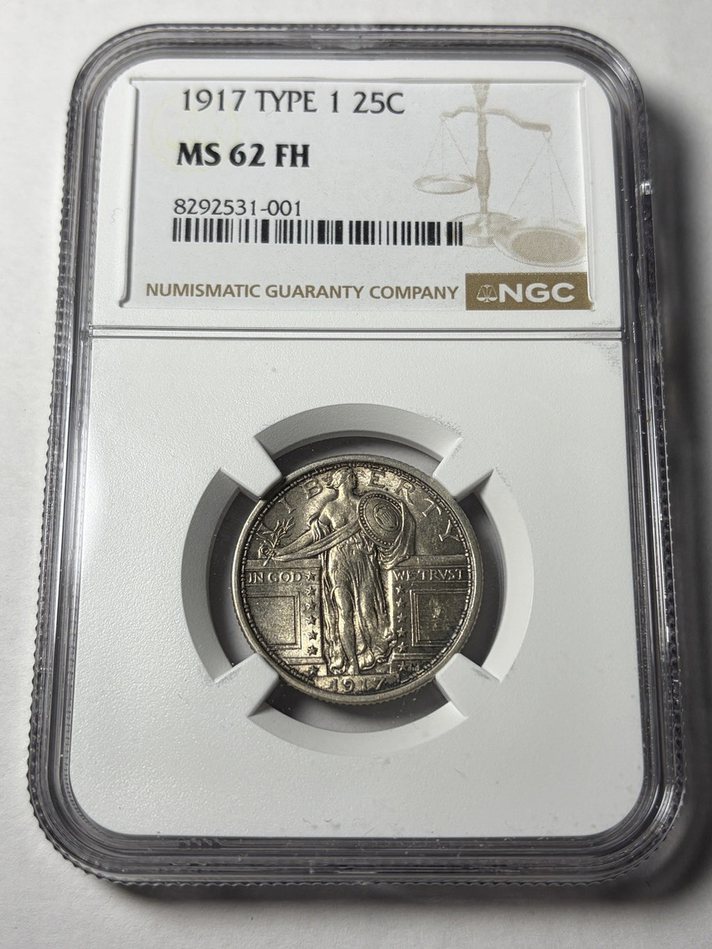 1917 Type 1 NGC MS62 FH Standing Liberty Quarter