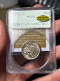 1937-D PCGS MS65 GOLD CAC Buffalo Nickel Rattler Holder