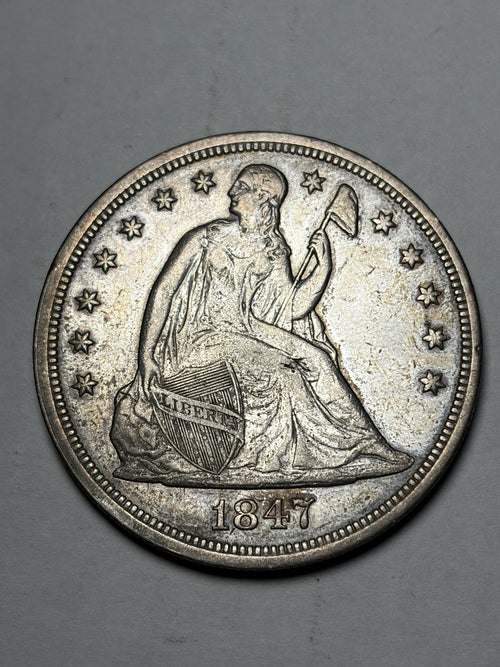 1847 Seated Liberty Silver Dollar Details