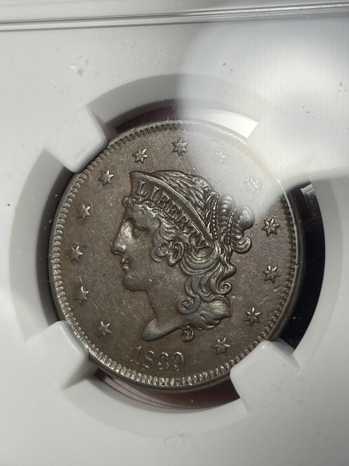 1839 NGC XF45 BN Booby Head Large Cent