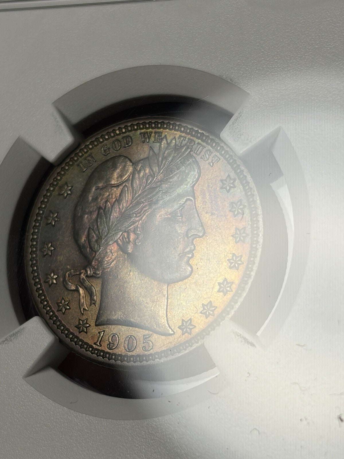 1905 NGC AU Details Barber Quarter Toned