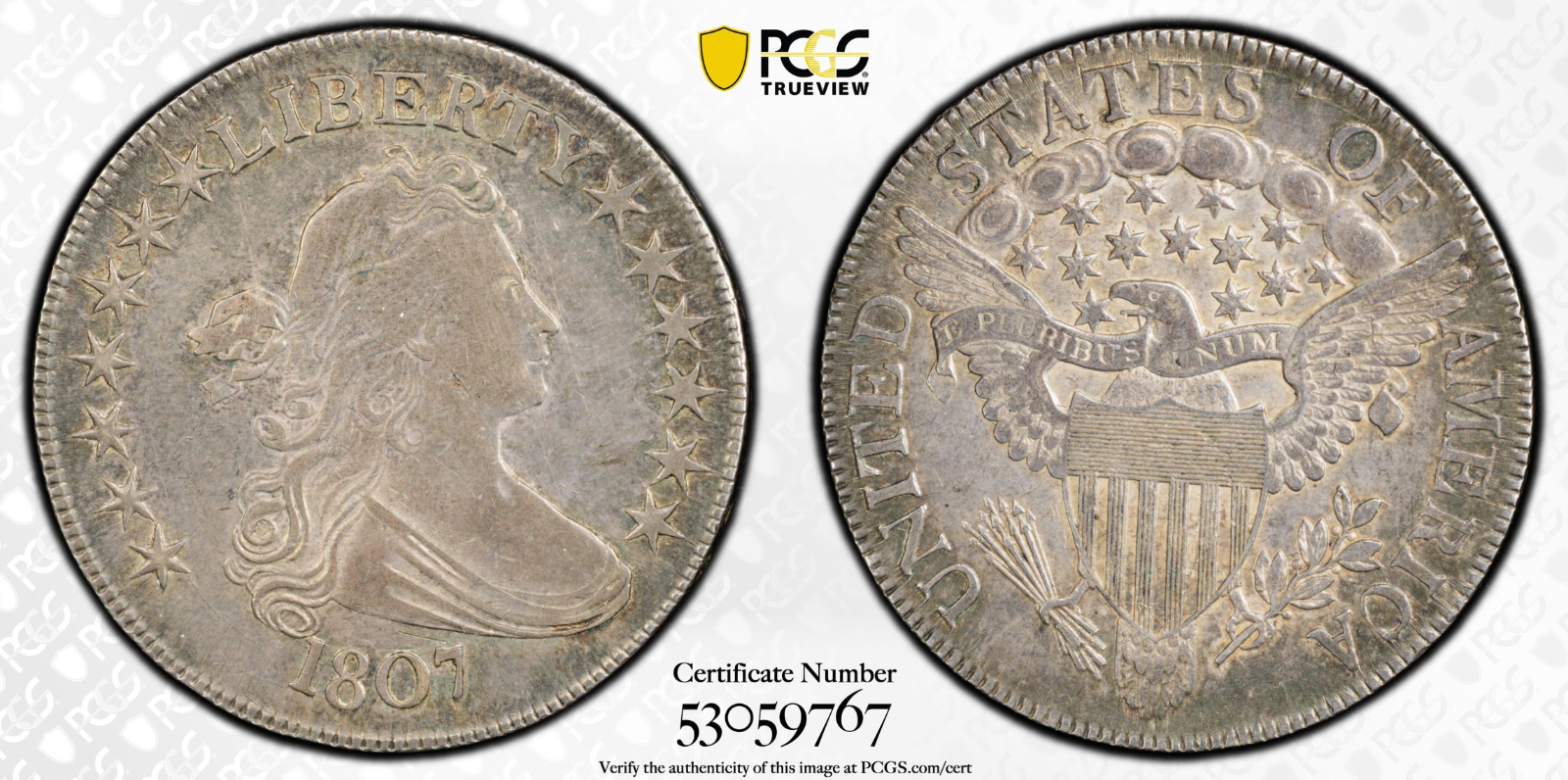 1807 PCGS XF45 Draped Bust Half Dollar O-105 Original Look