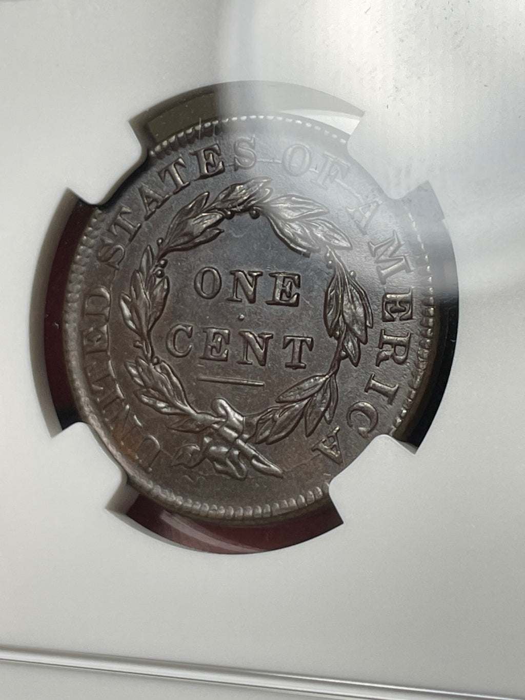 1834 NGC AU55 BN Coronet Hair Large Cent Small 8