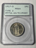 1917-D PCGS MS64 Type 2 Standing Liberty Quarter Rattler