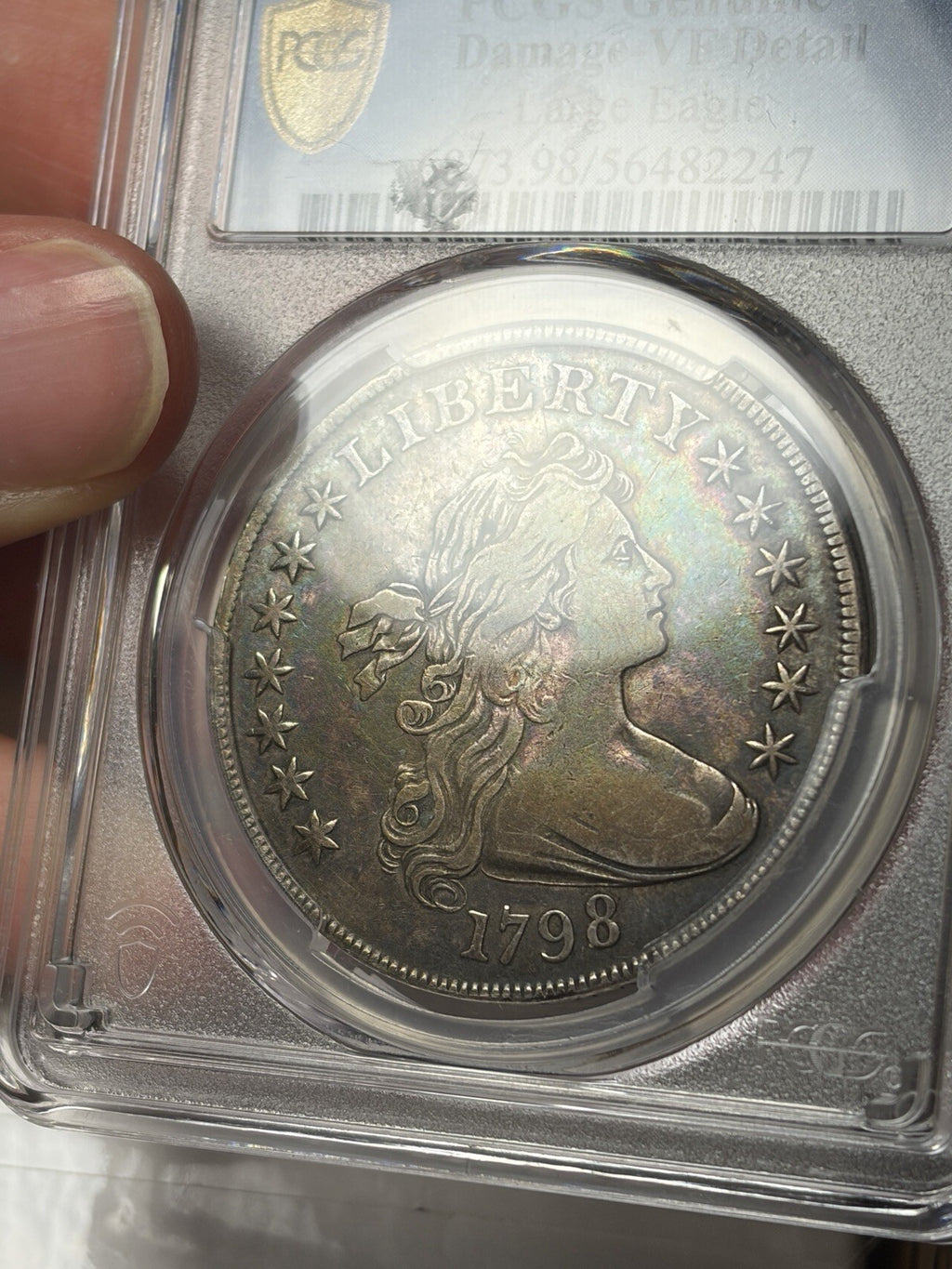 1798 PCGS VF Details Draped Bust Silver Dollar Toned
